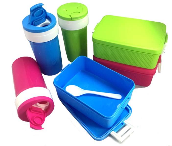 Plastic Lucnch Box with Water Bottle & Spoon Set