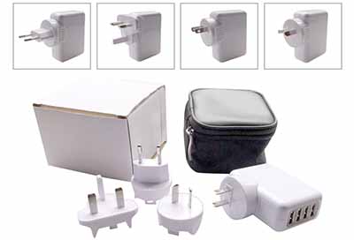 White 4 USB TRAVEL Adaptor