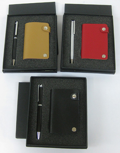 PU Leather Card Holder & Metal Pen