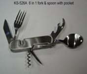 6 in 1 Fork & Spoon w/ Pocket Knife