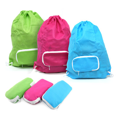Foldable Drawstring Bag with Zip