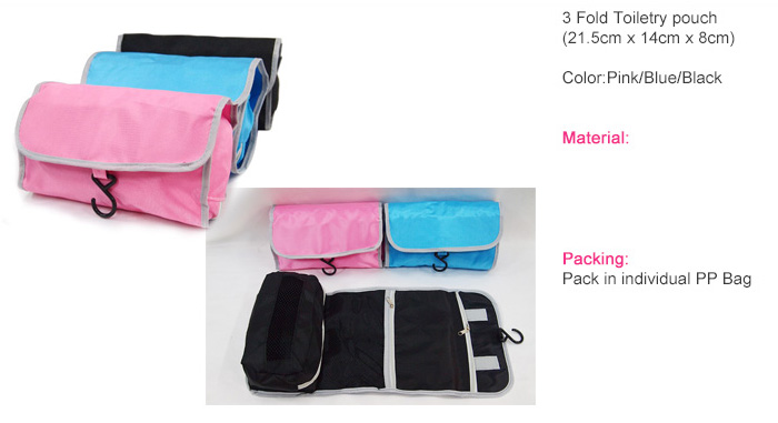 3 Fold Toiletries Pouch